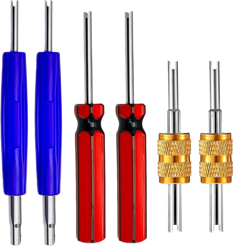 AKISS 6Pcs Valve Stem Removal Tool Kit, R134 R12 A/C HVAC Air Conditioner Schrader Valve Stem Core Remover Tool - Image 1